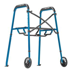 Air-Go Foldable Walker with Seat, Rollator Walkers for Seniors with Airgonomic Grips, Adjustable Height 4'9"-6'7", 300 lb Capacity, Blue