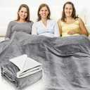 Preboun 86.6 x 86.6 Inch Large Faraday Blanket for Protection Pregnant Babies, Emf Blocker Blanket Two Sides Using for Beds Couches Travel (Flannel, Grey)