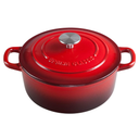 Mueller 6qt Enameled Cast Iron Dutch Oven, Heavy-Duty Casserole and Braiser Pan with Lid and Knob, Safe for All Cooktops, Aqua Red