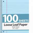 2 x HIBOX Loose Leaf Paper Wide Ruled Notebook Paper, 100 Sheets 8"x10.5" Filler Papers Blue, 3-Hole Punched Binder for Back to School & College Supplies, Fights Ink Bleed, Office Planners
