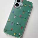Christmas Lights Phone Case Compatible with iPhone 17, Cute Green Christmas Holiday Phone Cover for iPhone 17