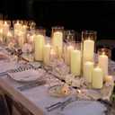 12-Pack Ivory Pillar Candles (2''X3,4,6) & 12-Pack Glass Cylinder Vases(2.6''X5,6,8),Hurricane Candles,Wedding Centerpiece Decor Set-Mixed Heights for Table, Proposal, Event.