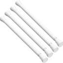 AIZESI 4PCS Tension Curtain Rod 16 to 26 Inch Spring Curtain Rod 7/8" Diameter Adjustable Curtain Rod White Tension Curtian Rods for Windows, Bathroom, Kitchen, Cupboard