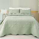 Cmfshape Oversized King Quilt Set Bedspread 128x120-Sage Green California King Quilts 3 PCS-Lightweight Quilted Bedding Extra Large-Bohemian Coverlet for All Season