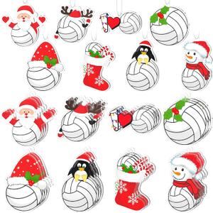 Chunful 24 Pcs Volleyball Ornaments for Christmas Tree Sports Ball Ornaments Acrylic Hanging Christmas Tree Decoration for Holiday Party Supplies, 8 Styles