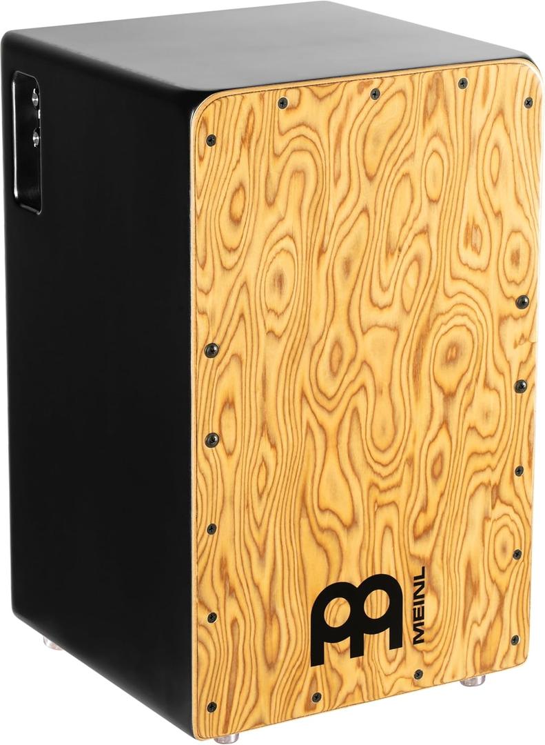 Meinl Pickup Cajon Box Drum with Internal Strings for Snare Effect - NOT MADE IN CHINA - Makah Burl Frontplate / Baltic Birch Body, Woodcraft Professional (PWCP100MB)