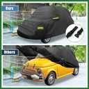 Motoforti for Fiat 500 2007-2022 Cover Waterproof Car Cover Outdoor Full Car Cover All Weather Protection Rain Sun Protection with Zipper Black Long-Lasting