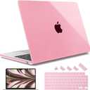 May Chen Compatible with M4 MacBook Air 15 inch Case 2025 2024 2023 A3241 A3114 M3 A2941 M2 with Liquid Retina Display & Touch ID, Plastic Hard Shell with Keyboard Cover - Crystal Pink
