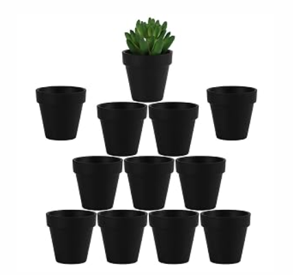 Yishang 2.5 inch Black Terracotta Pots with Drainage Holes,Small Mini Clay Ceramic Pottery Planter,Cactus Flower Terra Cotta Pots,Succulents Nursery Pots for Indoor/Outdoor Plants,Crafts - 11 Pack