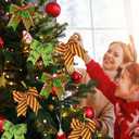 2 x Red Green Christmas Bows Decoration 12Pcs Christmas Wreath Bows Ornaments Large Xmas Tree Bow Ribbon Ornaments Glitter Dot Stripe Bows Ribbons Decoration for Xmas Garland Wedding Home Holiday