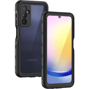 Lanhiem for Samsung Galaxy A25 5G Phone Case, IP68 Waterproof Dustproof, Built-in Screen Protector, Rugged Full Body Shockproof Protective Cover for Samsung A25 5G /4G 6.5", Black/Clear