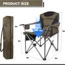 Heavy Duty Folding Camping Chair, 500LBS Capacity, Oversized Padded Outdoor Chair with Cooler Bag and Cup Holder, for Camping, Fishing, Beach (1, Green), 24.8 Inches X 24.8 Inches X 41.34 Inches