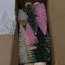 9Pcs Mini Christmas Trees Christmas Decor Artificial Christmas Decorations with 4 Sizes, Christmas Tree Bottle Brush Trees Christmas Table Decorations (Green Beige Pink)
