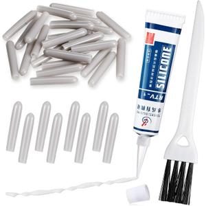 Baderke 1 Bottle 1.7 oz Dishwasher Rack Coating/glue with 25 Gray Caps and 1 Brush Dishwasher Rack Repair Coating