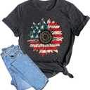 Womens Dandelion T Shirts Sunflower Graphic Casual Tees Short Sleeve Tops (X-Large, July-Grey)