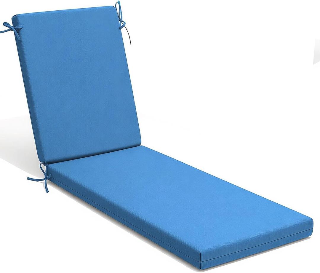 78 inch Chaise Lounge Cushion for Outdoor Furniture, Waterproof Fade Resistant Lounge Deck Chair Cushions for Patio Lawn, 78x24x3 Inch, Blue