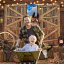 Western Rodeo Party Backdrop Wild West Cowboy Rustic Wooden Barn Door Horse Background Western Themed Boy Girl Birthday Photo Shoot Props (Brown, 2.4x1.8m)