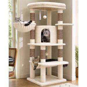 Corner Stable Cat Tree Tower with Scratching Post, C51, Beige