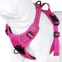 Soft Front Dog Harness .Best Reflective No Pull Harness with Handle and 2 Leash Attachments (X-Large (Pack of 1), Fuchsia)