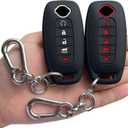 TANDRIVE 5-Button Key Fob Cover for 2023-2026 Nissan Rogue Pathfinder and 2024-2026 Sentra, Silicone, 2-Pack, Red and White Button, Black