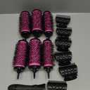 Round Brush Set for Blow Drying - Round Hair Brush Set with Detachable Barrels Styling Tool, Roller with 6 Barrels 1 Handle 6 Clips, 3 Different Hair Rollers to Create Your Hairstyle - Purple Black