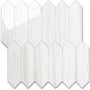 Vamos Tile Glossy Dolomite White Backsplash Tile Peel and Stick, 12.8 x 12.8 Inch 8 Sheets Long Hexagon PVC Self Adhesive Mosaic Wall Tiles Stick on Backsplash for Kitchen and Bathroom