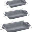 Anveena 3-Piece Nonstick Kitchen Oven Baking Pans - Premium & Stylish Non-Stick Steel, Commercial Grade Restaurant Quality Metal Bakeware with Red Silicone Handles - Easy to Clean gray