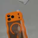 3 in 1 Magnetic for iPhone 17 Pro Max Case, Cute Wavy [Full Camera Protection][Fit for MagSafe] 1X Screen Protector+1X Wrist Strap, Anti-Slip Trendy Women Girly Case for iPhone 17 Pro Max 6.9", Orange