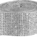 12 Row 4 Yards Silver Self Adhesive Crystal Rhinestone Diamond Ribbon with 2 mm Glitter Rhinestones for Arts DIY Crafts Car Phone Gift Decoration (Silver, 4 Yards x 1 Inch)