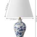 JONATHAN Y 24" Blue/White French Country Ceramic Floral Urn Table Lamp, White Linen Shade, Chinoiserie Ginger Jar Bedside Lamp for Living Room Bedroom, LED Bulb (JYL3009B)