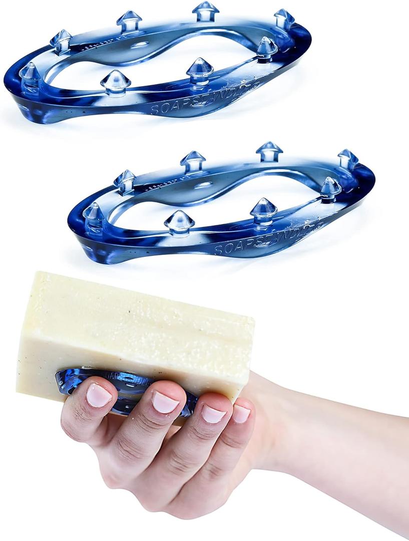 SoapStandle Bar Soap Gripper No Goo or Mess Soap Holder for Bath and Showers 2 Pack, Blue Bathroom Accessories