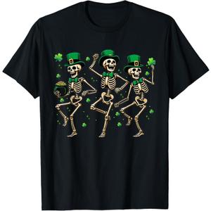 Skeleton Leperchaun Funny Skeleton Dancing St Patricks Day T-Shirt, Size: XL