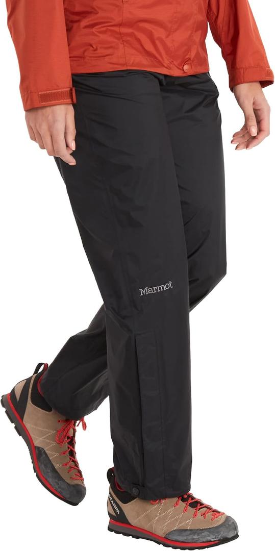 MARMOT Women's PreCip Eco Rain Pant – Lightweight, Waterproof, Packable Hiking Pants Made with Recycled Materials, Short, Black, Small
