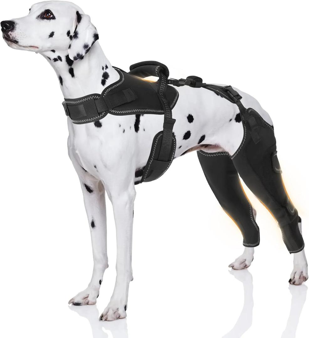 Dog Knee Brace for Torn Acl Hind Legs - Provides Joint Protection and Warmth, Upgraded Adjustable Leg and Hip, Dogs Rear Leg Wrap Harness Set for Leg Wound Care and Lick Prevention, L