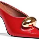Oiamenne Stiletto Heels for Women Peep Toe Heeled Mules Sandals Pointed Toe Pumps High Heeled Sandals for Women Comfortable Casual Wedding Office Dating Dress Shoes (9.5, Patent Red)