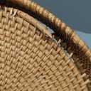 Coffee Table Tray Round Rattan Ottoman Tray Woven Serving Trays with Handles for Home and Kitchen Decorative Natural (Large 14 inch x 2.4 inch)