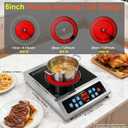 Dual Coils Design of Stainless Steel Single Burner Electric Cooktop, 1800W Commercial Ceramic Infrared Cooking Hot Plate, Portable Countertop Radiant Stove Top Cooker with WATT and TEMP Control