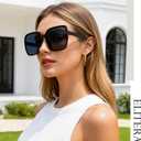 Oversized Sunglasses for Women Retro Square Sun Glasses 70s Trendy Big Large Wide Shades UV Protection whitetortoise Blue