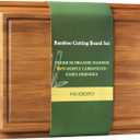 Bamboo Cutting Board Set, 2PCS Double-Sided Chopping Boards for Kitchen Meal Prep & Serving, Charcuterie, Juice Grooves & Side Handle, Ideal for Meat, Vegetables, Kitchen Essentials (14.9"L x 0.6"W, Light Brown)