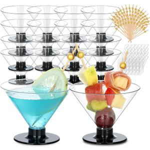 50 Pcs Mini Stemless Martini Glasses Set with 100 Cocktail Picks and 50 Mini Spoons, 5 oz Plastic Martini Glasses Disposable, Clear Martini Cups for Parties, Weddings,Holidays, Catering 50 Pcs Mini Stemless Martini Glasses Set with 100 Cocktail Picks and 50 Mini Spoons, 5 oz Plastic Martini Glasses Disposable, Clear Martini Cups for Parties, Weddings,Holidays, Catering