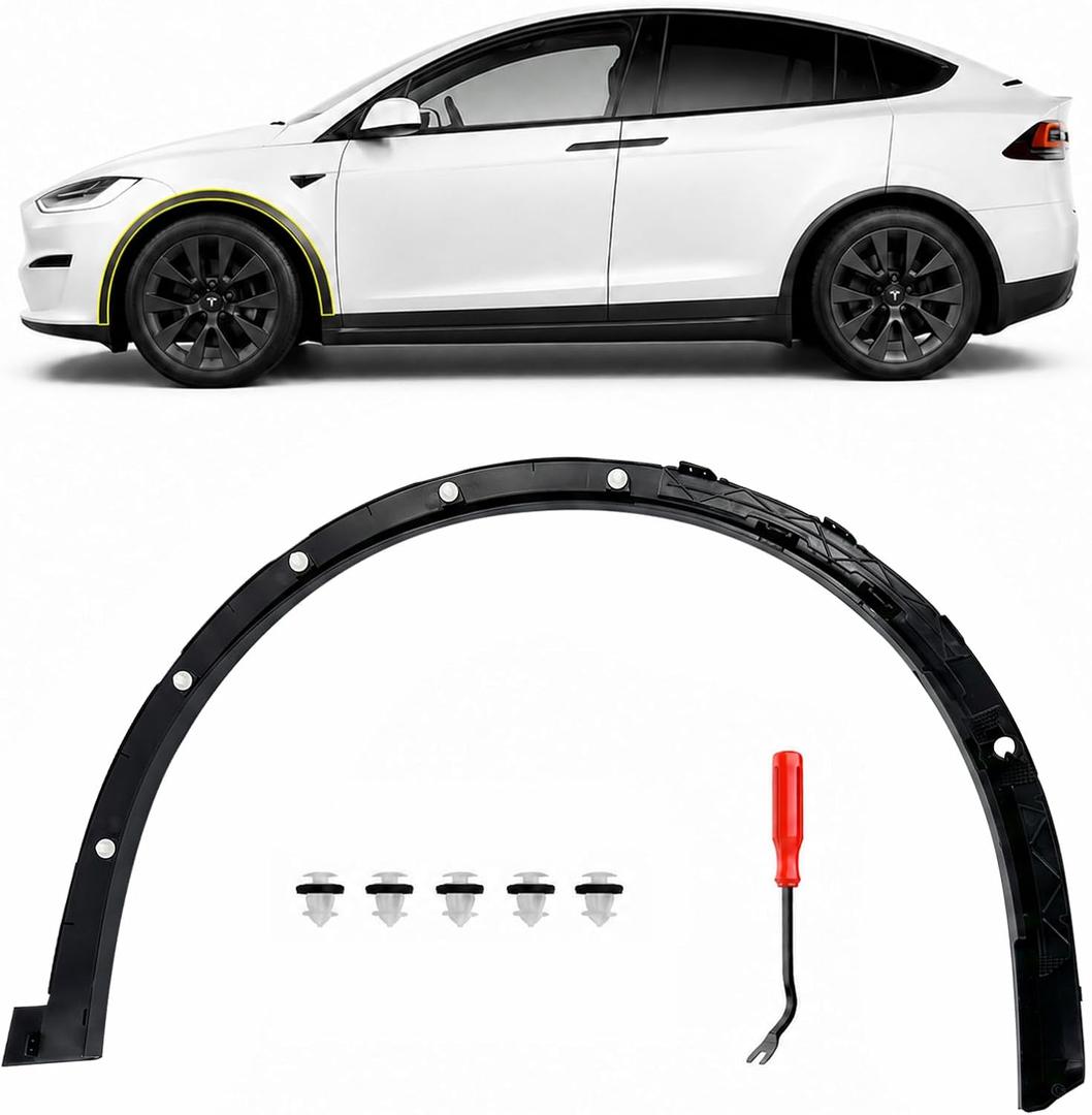 Front Left Driver Side Fender Wheel Arch Molding Trim Compatible with Tesla Model X 2016-2021 Replace 103528800H 1035288-00-H Fender Molding Trim
