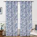 DriftAway Julia Watercolor Blackout Room Darkening Lined Thermal Insulated Energy Saving Window Curtains 2 Layers 2 Panels Each Size 52 Inch by 102 Inch Navy