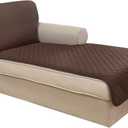 U-NICE HOME Sectional Couch Cover for Dogs Pets Chaise Lounge Reversible Sofa Cover Furniture Protector with Elastic Adjustable Strap, Coffee/Beige
