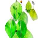 Glass Wind Chimes for Outside,Unique Handmade Windchimes Outdoors with Stained Glass Leaves for Home Window Garden Yard Patio Decor,Green 20"