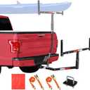 JY PERFORMANCE Truck Bed Extender Hitch Mount, Foldable Pickup Truck Bed Extender for Kayak Canoe Ladder Lumber Rack Long Pipes, w/Flag, Reflective Tape, 375lbs Capacity