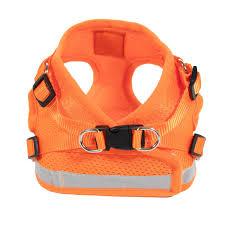 PAGGY OOKI Breathable mesh Dog Harness No Pull and Leash Set Adjustable Pet Harness with Soft Padded Vertical Handle for Lifting Reflective NoChoke Dog Vest 2 Leash Hooks Escape Proof (Orange, L)