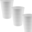Reusable Plastic Cups 18 oz, Unbreakable Drinkware Dishwasher Safe 3-Pack, White