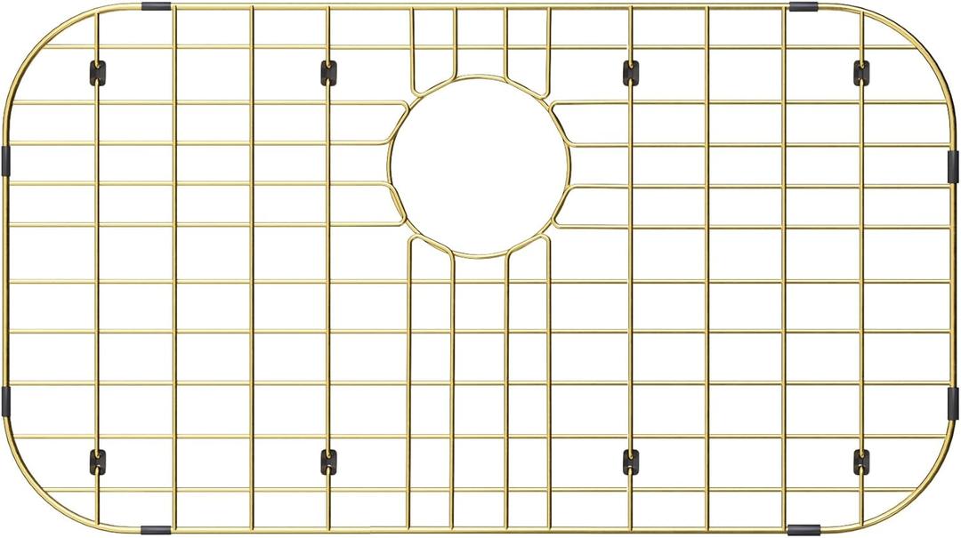 Gold Large 26" x 14" Kitchen Sink Grid,Sink Protector for Kitchen Sink,Stainless Steel Sink Rack with strainer,sink grate for Bottom of Sink,Rear Drain with Corner Radius,Stainless Steel