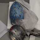 EDISHINE Pendant Light, Hand Blown Hanging Light Fixture, Adjustable Brushed Nickel Rods, Blue Glass Pendant Lighting for Kitchen Island, Sink, Bathroom, Dining Room