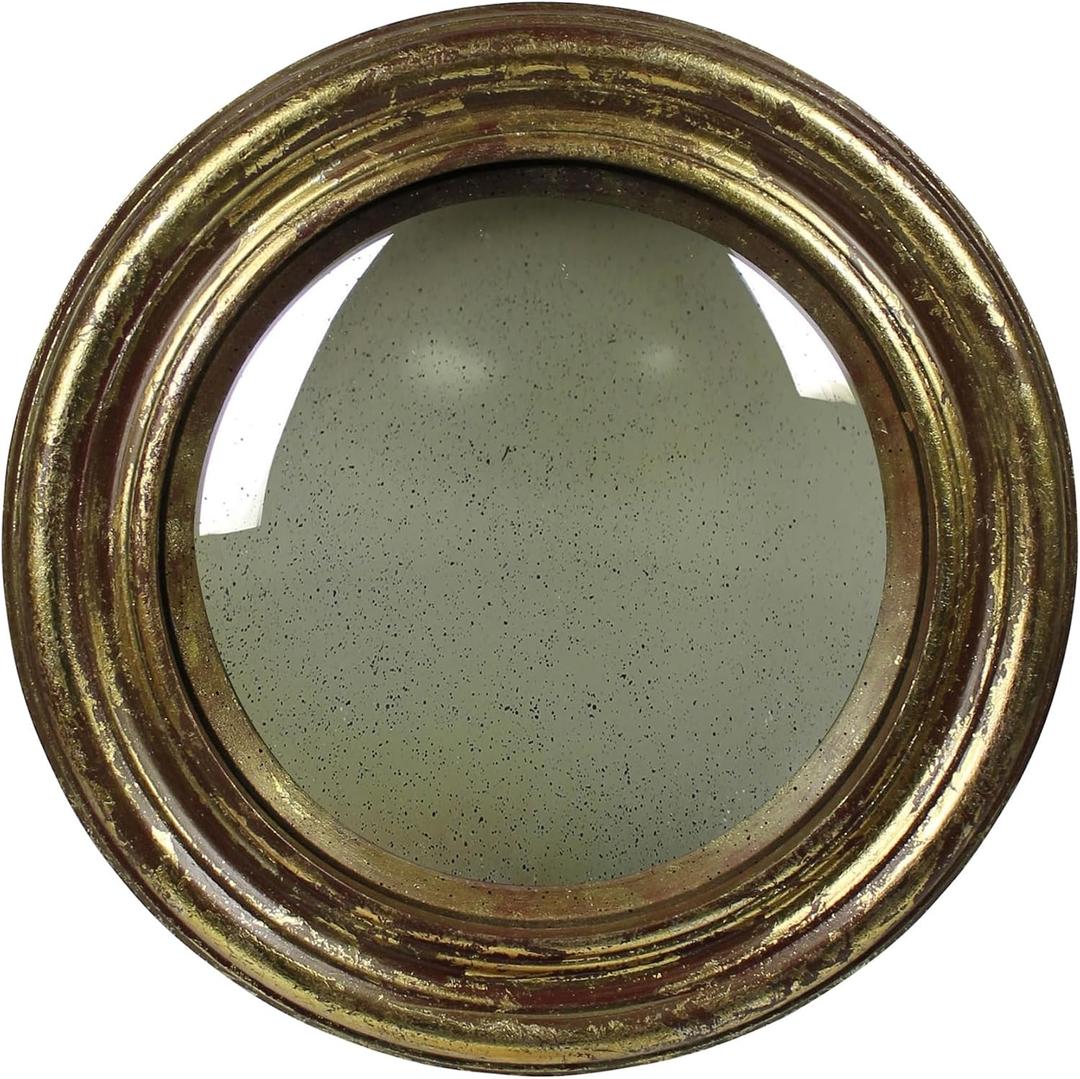 HomArt Convex Mirror, Medium, 11-Inch, Antique Gold, Aluminum